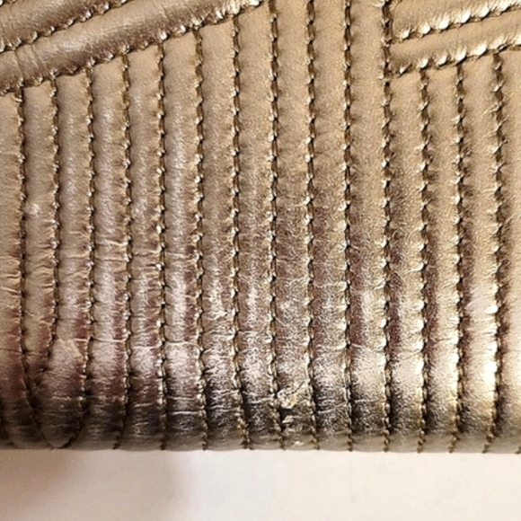 HOBO Int'l Unique Mixed Metals Metallic Embossed Leather Wallet - Picture 7 of 9